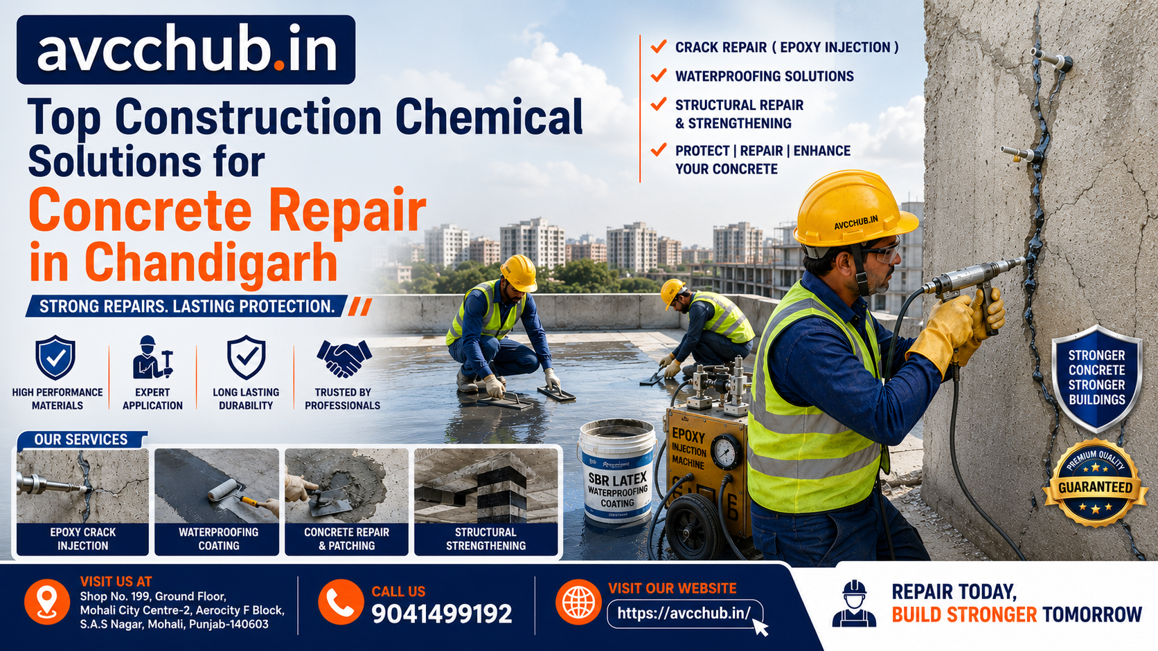 Top Construction Chemical Solutions for Concrete Repair in Chandigarh